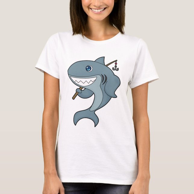 Camiseta Barra de pesca de la pesca de tiburón (Anverso)