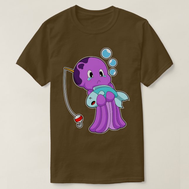 Camiseta Barra de pesca de peces de pulpo (Diseño del anverso)