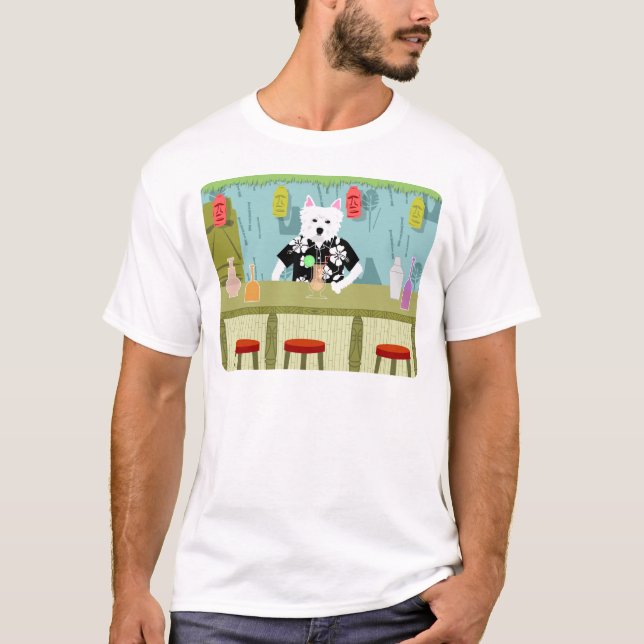 Camiseta Barra de Terrier blanco de montaña del oeste Tiki (Anverso)