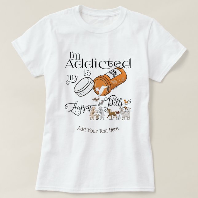 Camiseta BARRA DIVERTIDA| Adquiridas a mis felices píldoras (Diseño del anverso)