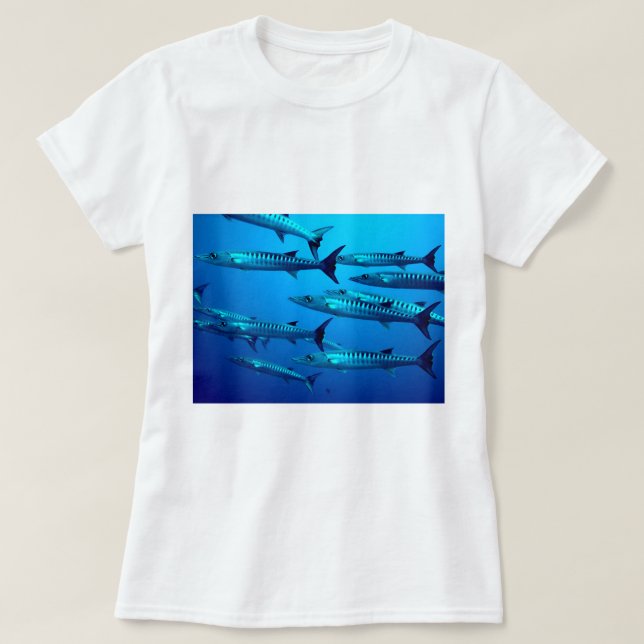Camiseta barracuda buceo profundo mar océano agua tropical  (Diseño del anverso)
