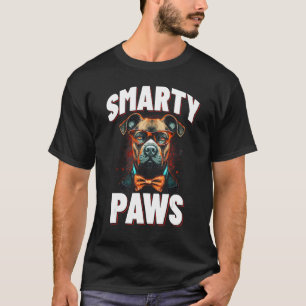 Camiseta Barras inteligentes Perro Pitbull con lentes y un