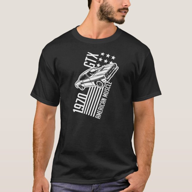Camiseta Barras y estrellas 1970 de Plymouth GTX (Anverso)