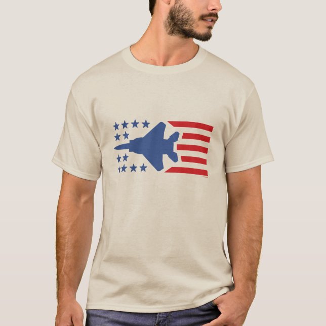 Camiseta Barras y estrellas azules rojas del avión de (Anverso)