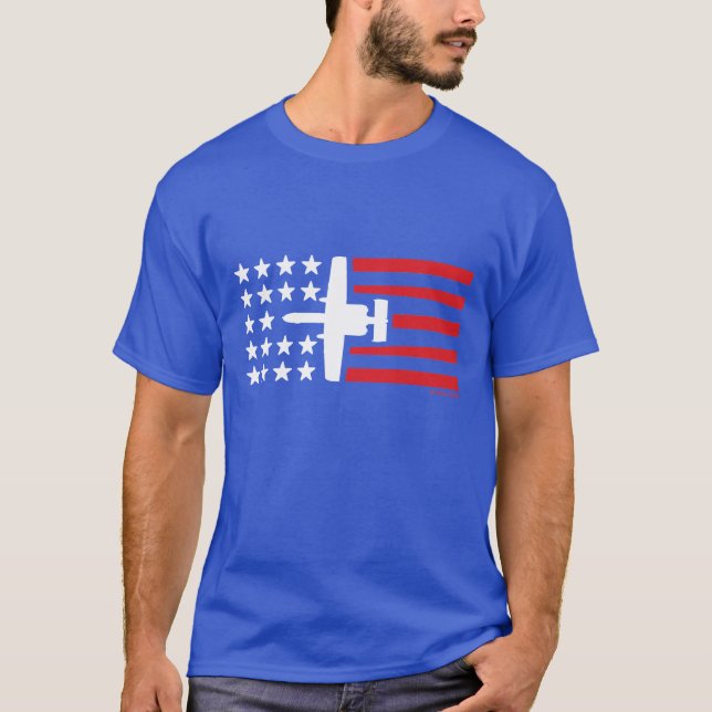 Camiseta Barras y estrellas del jet del ataque de A-10 (Anverso)