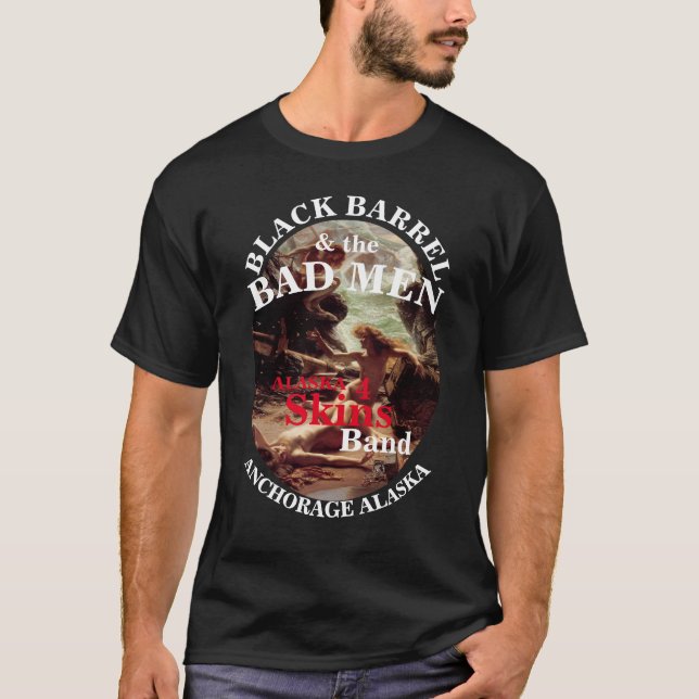 CAMISETA BARREL NEGRO Y EL MAL ANCLAJE DE HOMBRES ALASKA AK (Anverso)