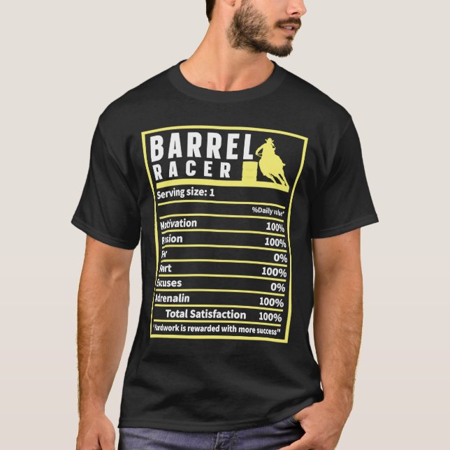 Camiseta Barrel Racer Nutrition Hechos Rodeo Cowgirl Barrel (Anverso)