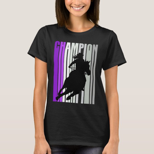 Camiseta Barrel Racing Champion Horse Riding Purple Cowgirl (Anverso)