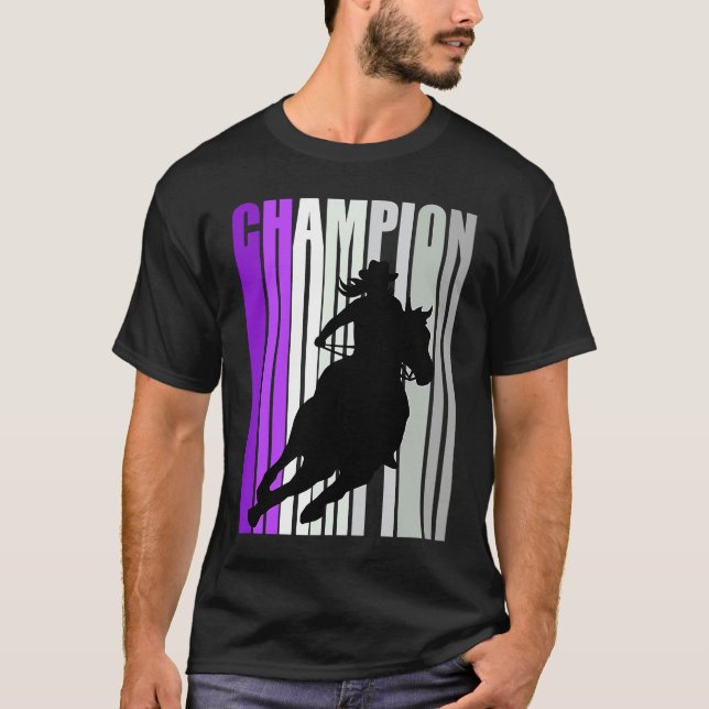 Camiseta Barrel Racing Champion Horse Riding Purple Cowgirl (Anverso)