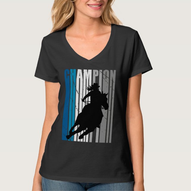 Camiseta Barrel Racing Champion Horse Riding Teal Cowgirl W (Anverso)