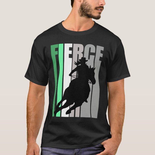 Camiseta Barrel Racing Fierce Cowgirl Hat Western Theme Gre (Anverso)