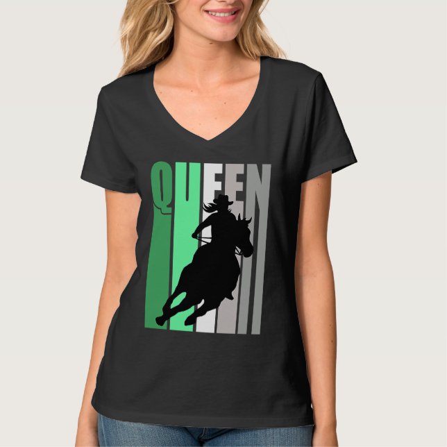 Camiseta Barrel Racing Queen Rodeo Women Cowgirls Retro Gre (Anverso)