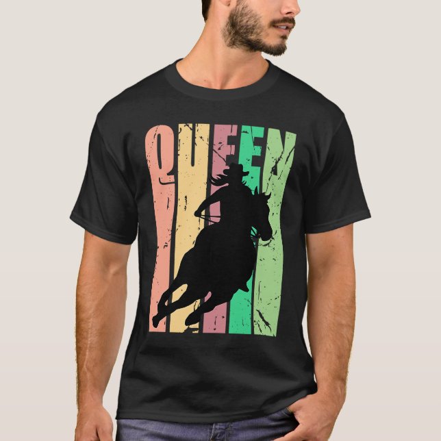 Camiseta Barrel Racing Queen Rodeo Women Cowgirls Retro Vin (Anverso)