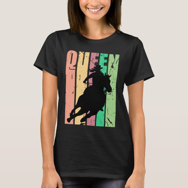 Camiseta Barrel Racing Queen Rodeo Women Cowgirls Retro Vin (Anverso)