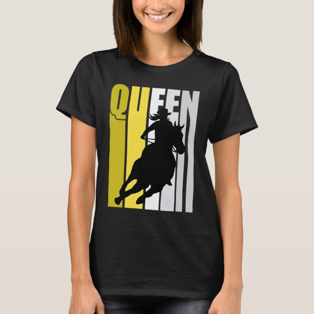 Camiseta Barrel Racing Queen Rodeo Women Cowgirls Retro Yel (Anverso)