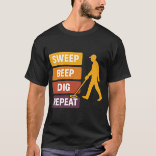 Camiseta Barrer Pitido Excavar Repetir Detección de Metales