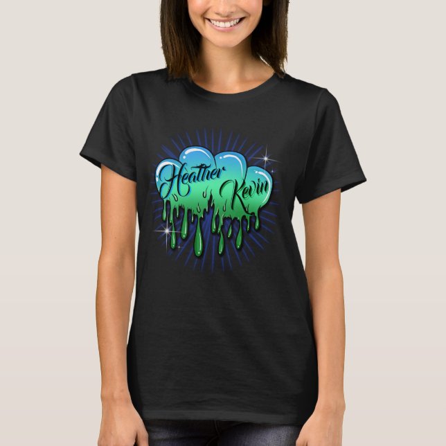 Camiseta Barrido de aerógrafo que gotea el corazón de la ca (Anverso)