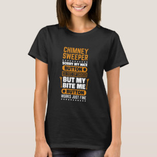 Camiseta Barrido de chimenea botón Bite Me Funciona Barrido