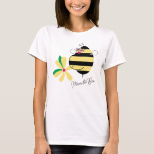 Camiseta Barriga de Bebé Amarillo Floral Mamá Abeja con Gaf