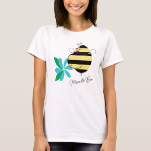 Camiseta Barriga de Bebé Floral Azul Teal Mamá Abeja