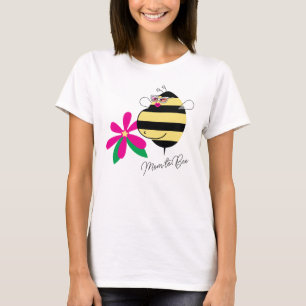 Camiseta Barriga de Bebé Rosa Floral Mamá Abeja con Gafas