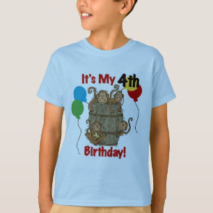 Camiseta Barril de 4to cumpleaños de los monos