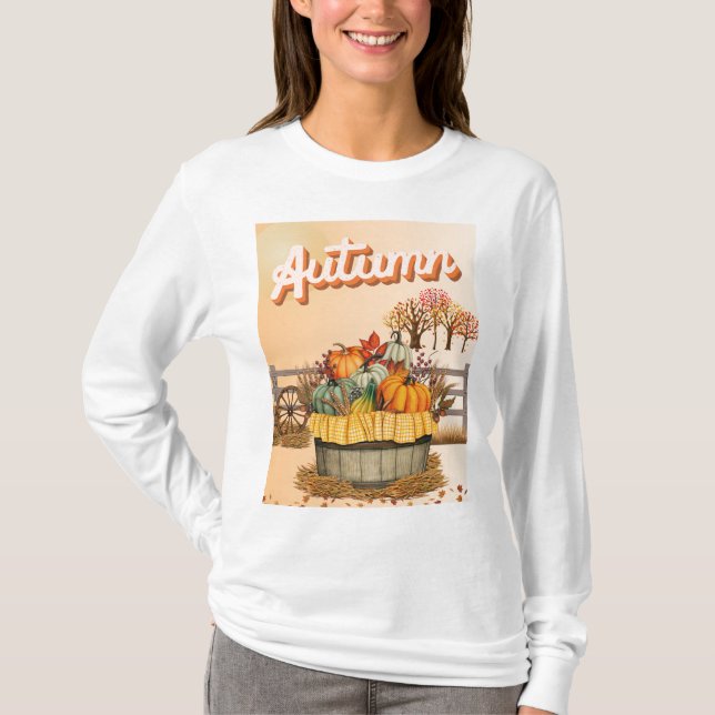 Camiseta Barril lleno de calabazas otoño (Anverso)