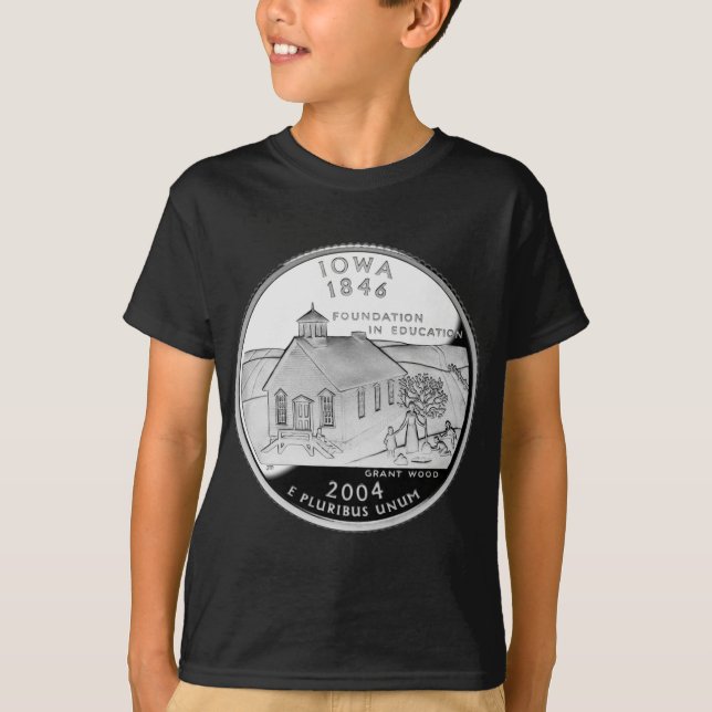 Camiseta Barrio Estatal de Iowa Faux del lado inverso (Anverso)