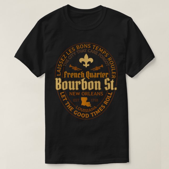 Camiseta Barrio francés Bourbon St New Orleans Souvenir Gif (Diseño del anverso)