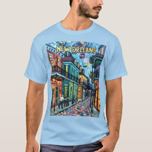 Camiseta Barrio francés de Nueva Orleans Van Gogh Style Vin