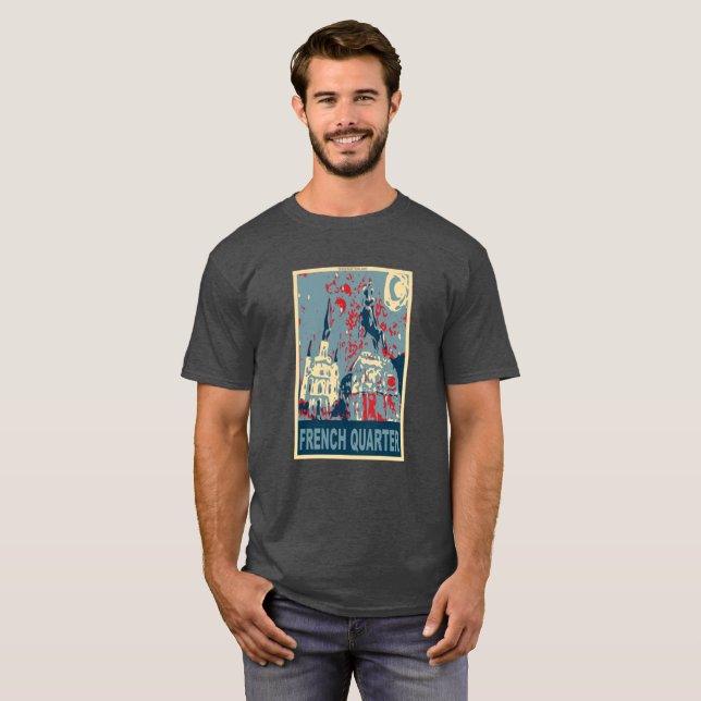 Camiseta Barrio Francés en Azul, Plaza Jackson (Anverso completo)