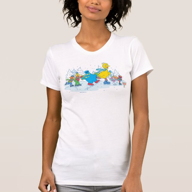 Camiseta Barrio Sésamo | Amigos del patinaje sobre hielo (Anverso)