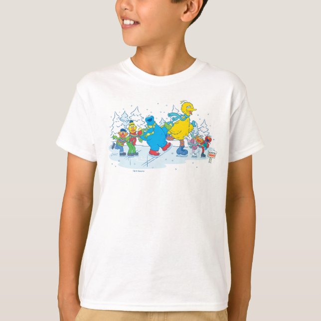 Camiseta Barrio Sésamo | Amigos del patinaje sobre hielo (Anverso)