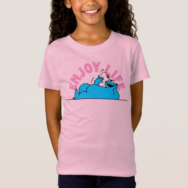 Camiseta Barrio Sésamo | Cookie Monster Disfrutar la vida (Anverso)