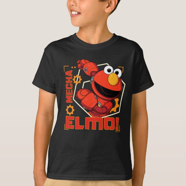 Camiseta Barrio Sésamo | Diseño Elmo de los Edificios Mecha (Anverso)