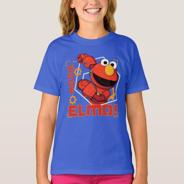 Camiseta Barrio Sésamo | Diseño Elmo de los Edificios Mecha (Anverso)