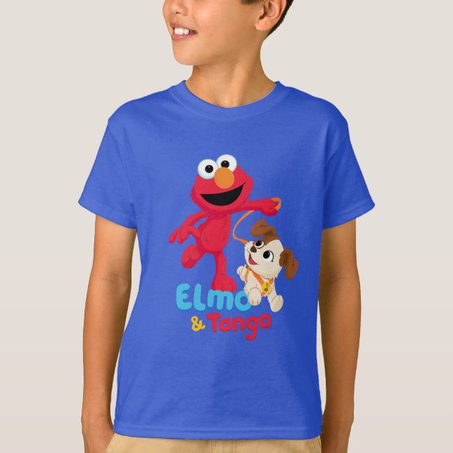 Camiseta Barrio Sésamo | Ejecución de Elmo y Tango (Anverso)