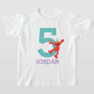 Camiseta Barrio Sésamo   Elmo - Confetti Quinto cumpleaños