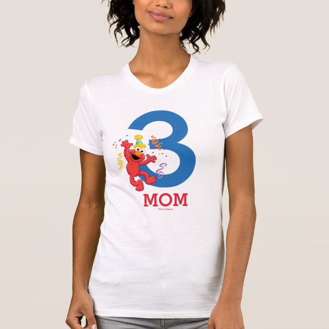 Camiseta Barrio Sésamo | Elmo - Madre de cumpleaños arcoiri (Anverso)