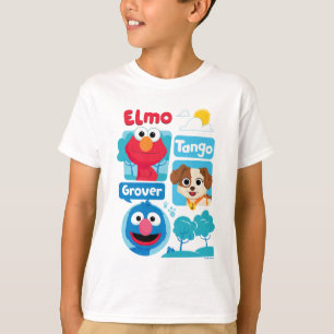Camiseta Barrio Sésamo   Gráfico Elmo, Tango y Grover Park