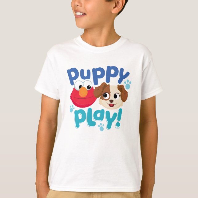 Camiseta Barrio Sésamo | Jugar con pipa a Elmo y Tango (Anverso)