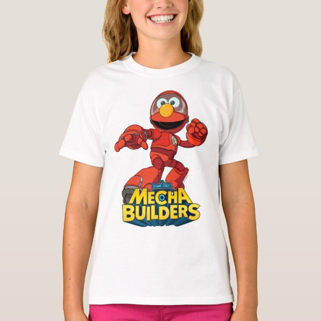 Camiseta Barrio Sésamo | Mecha Construye Elmo En Acción (Anverso)