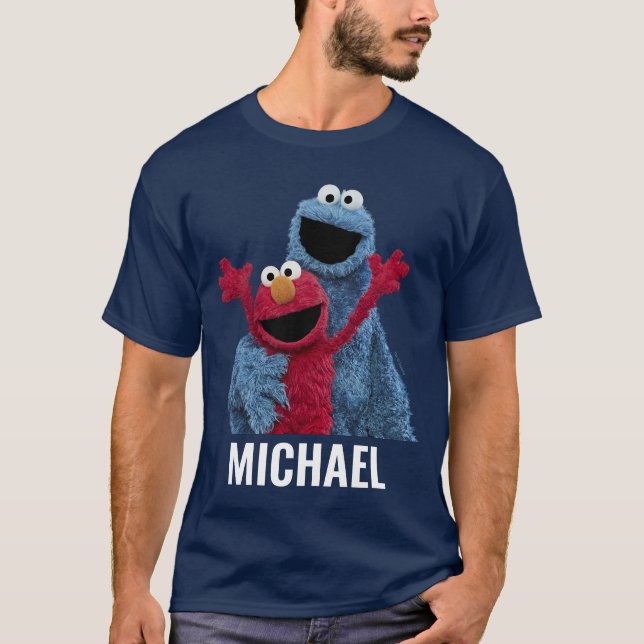 Camiseta Barrio Sésamo | Monstruo Elmo y Cookie (Anverso)