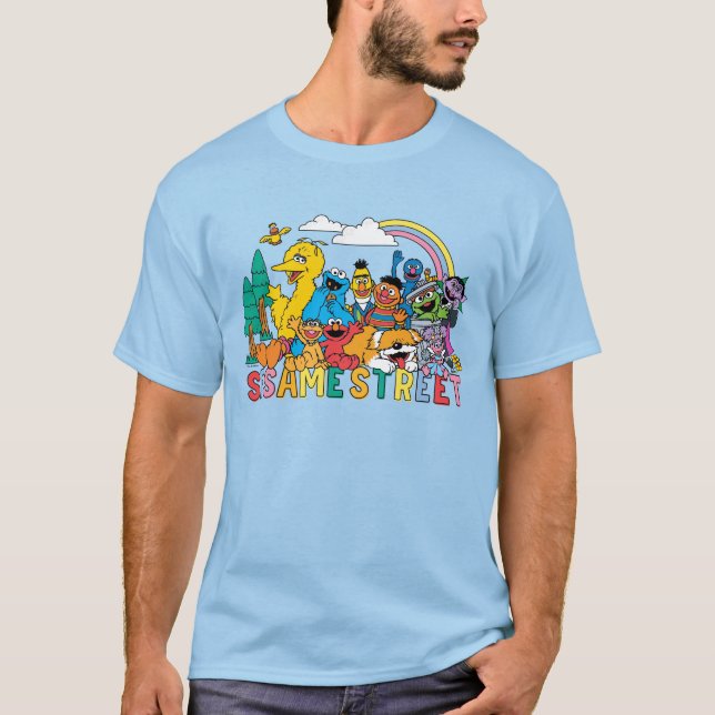 Camiseta Barrio Sésamo | Ola arcoiris (Anverso)