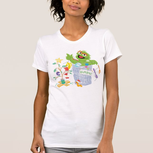 Camiseta Barrio Sésamo | Oscar - Árbol de Navidad (Anverso)
