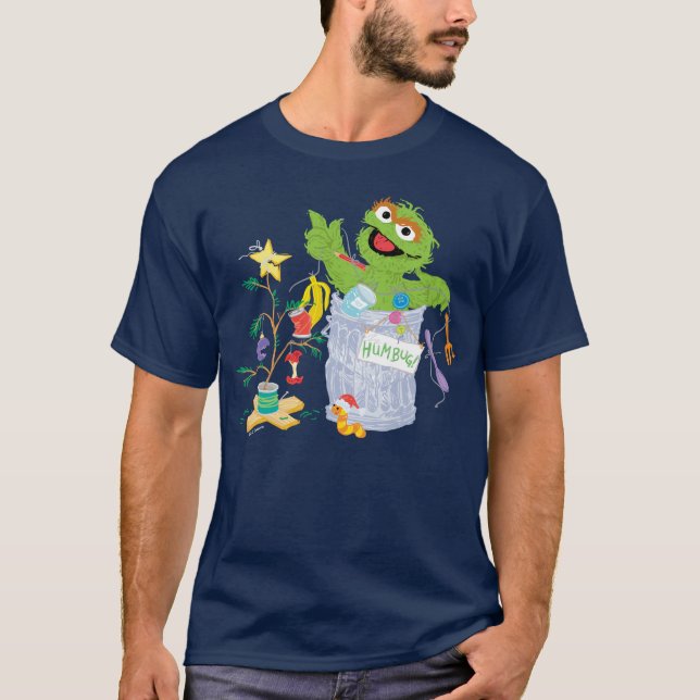 Camiseta Barrio Sésamo | Oscar - Árbol de Navidad (Anverso)