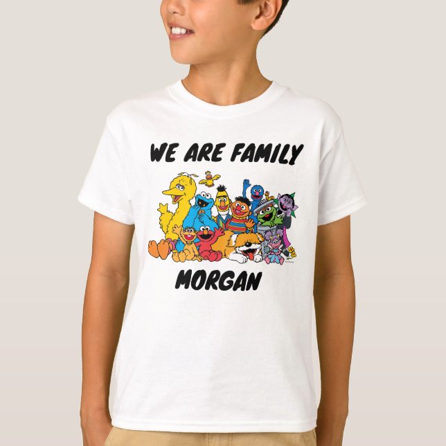 Camiseta Barrio Sésamo | Pilas de Sésamo | Nombre de famili (Anverso)