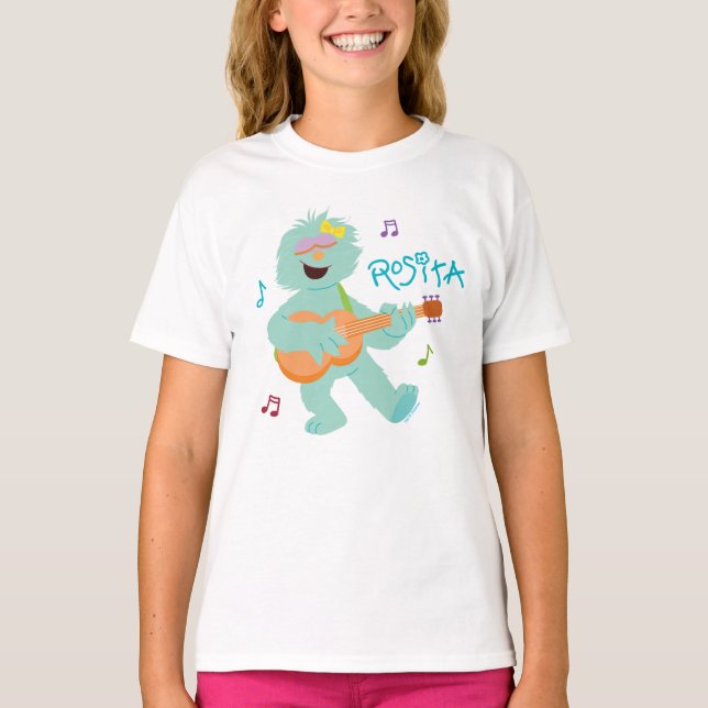 Camiseta Barrio Sésamo | Rosita Tocando Guitarra (Anverso)