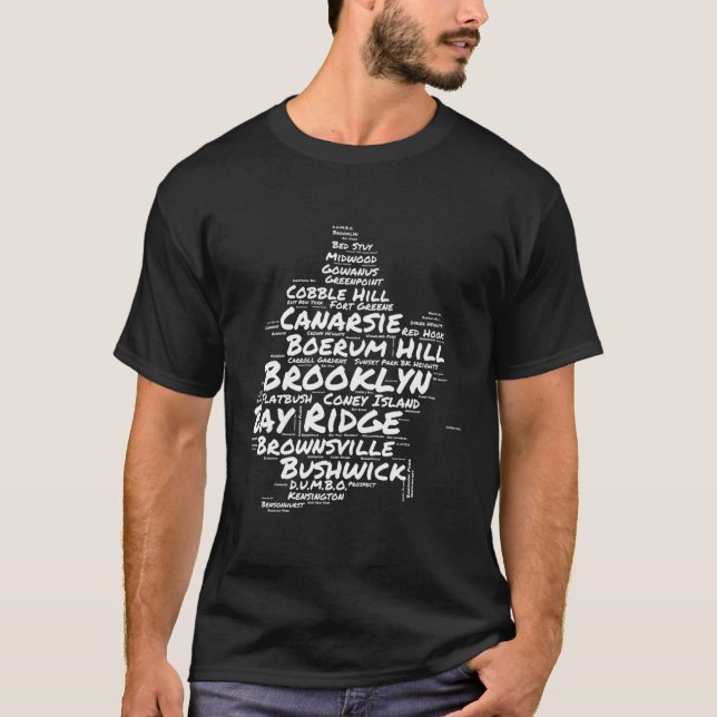 Camiseta Barrios de Nueva York en Brooklyn, Word Cloud Broo (Anverso)