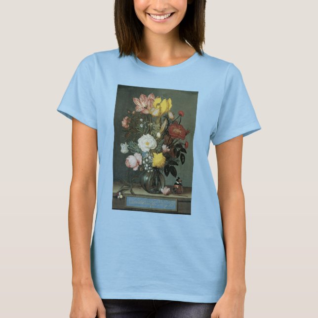 Camiseta Barroco Antiguo, Ramo de Flores en Jarrón de Vidri (Anverso)